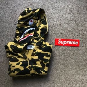 **SOLD** Bape Yellow Camo Shark Hoodie